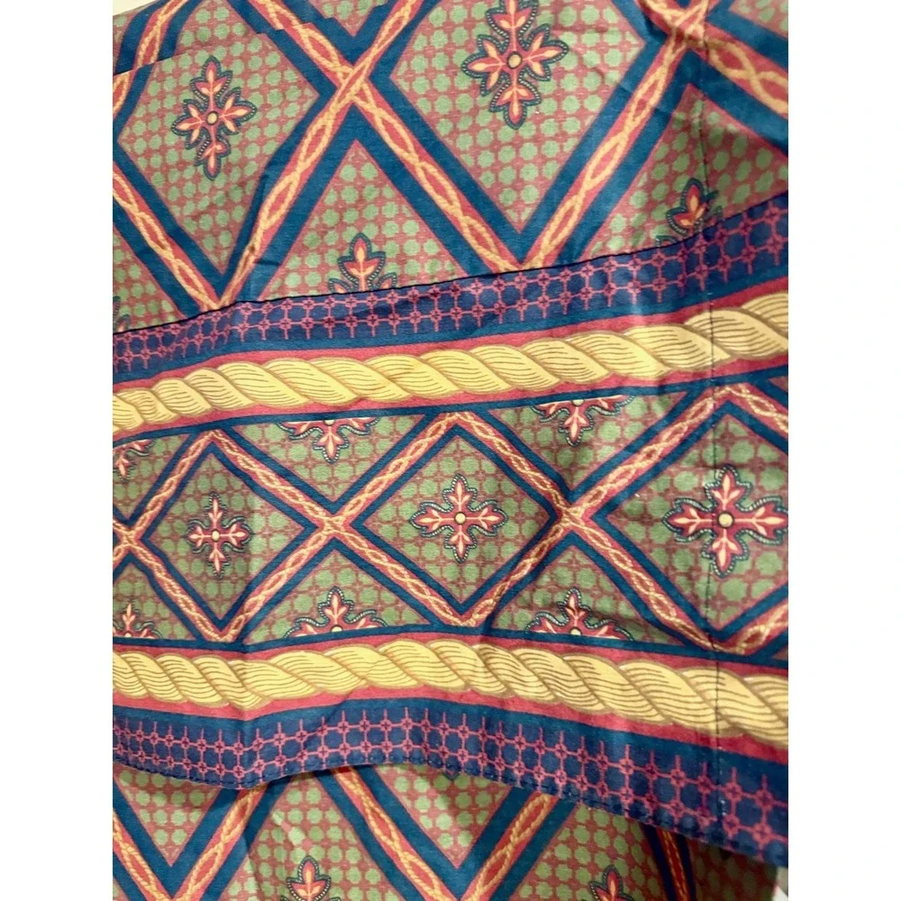 VTG Laura Ashley Revman Diamond Trellis Fleur De Lis Curtain Panel Valance‎